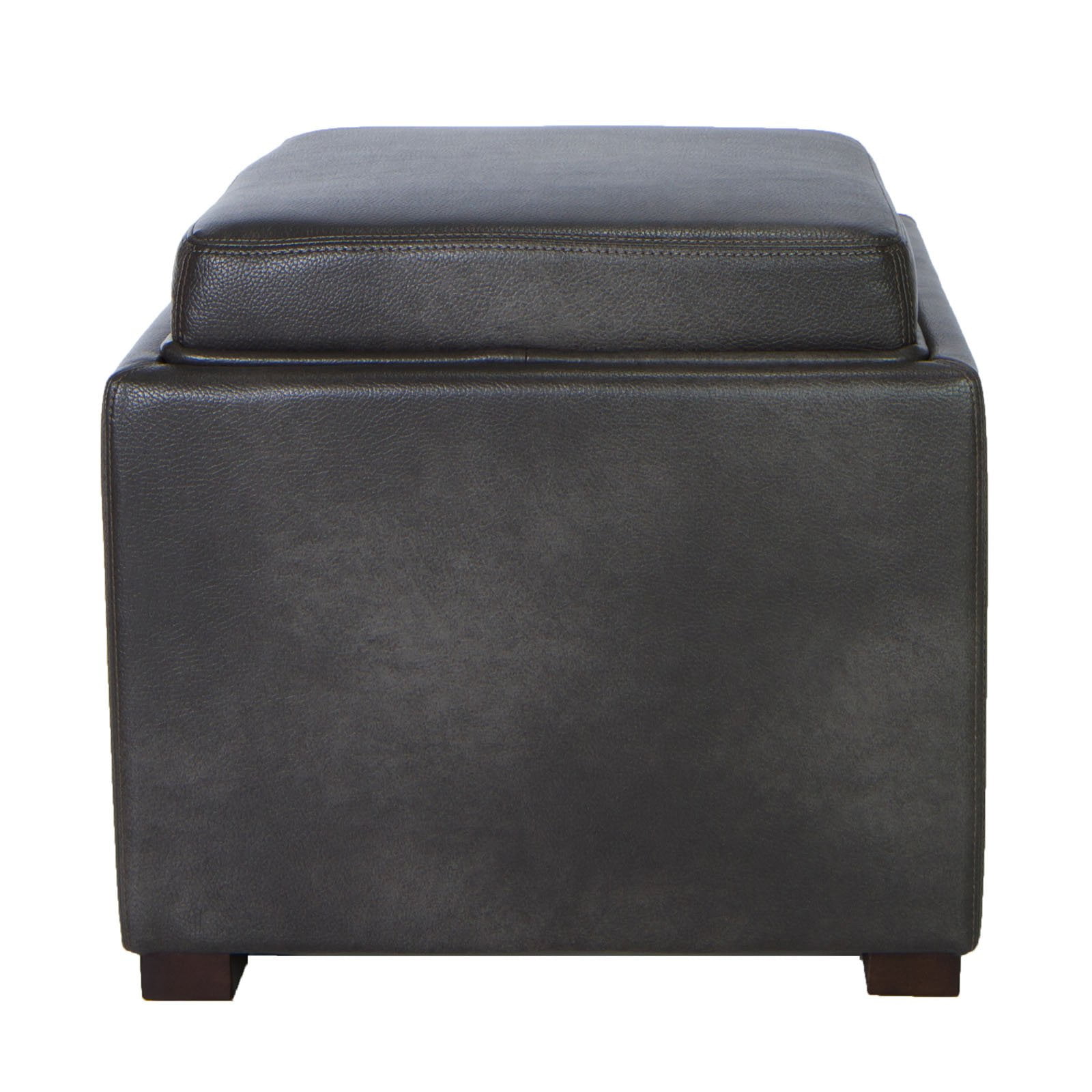 Cortesi Home Mavi Grey Top Tray Storage Cube Ottoman