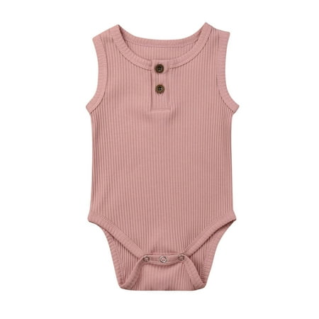 

Newborn Unisex Baby Solid Onesies Basic Plain Rib Stitch Bodysuit Clothes for Infant Boy Girl