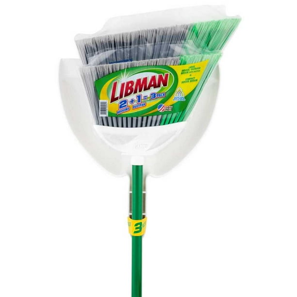Libman 2 Angle Brooms with 1 Dustpan Value Pack