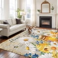 thumbnail image 2 of 8'x10' Area Rugs, Daisy Spring Floral Indoor Outdoor Area Rug for Living Room Bedroom, Farmhouse Botanical Bees Elegant Washable Bathroom Rugs Kitchen Floor Carpet Mats Home Decor Aesthetic, 2 of 8