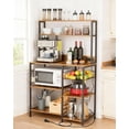 thumbnail image 1 of Bakers Rack with Power Outlet – 4-Tier Kitchen Storage Shelf for Microwave Oven – Coffee Bar Table with 6 S Hooks, Rustic Brown Hutch Cabinet Organizer – Multifunctional Kitchen Organizer, 1 of 9