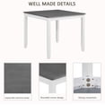 thumbnail image 5 of GZXS 5-Piece Dining Table Set for 4, Solid Wood Frame Square Table with MDF Birch Veneer Top, 4 Upholstered Chairs with X-Back and Linen Padded Seat, Space-Saving Design, White & Gray, 5 of 9