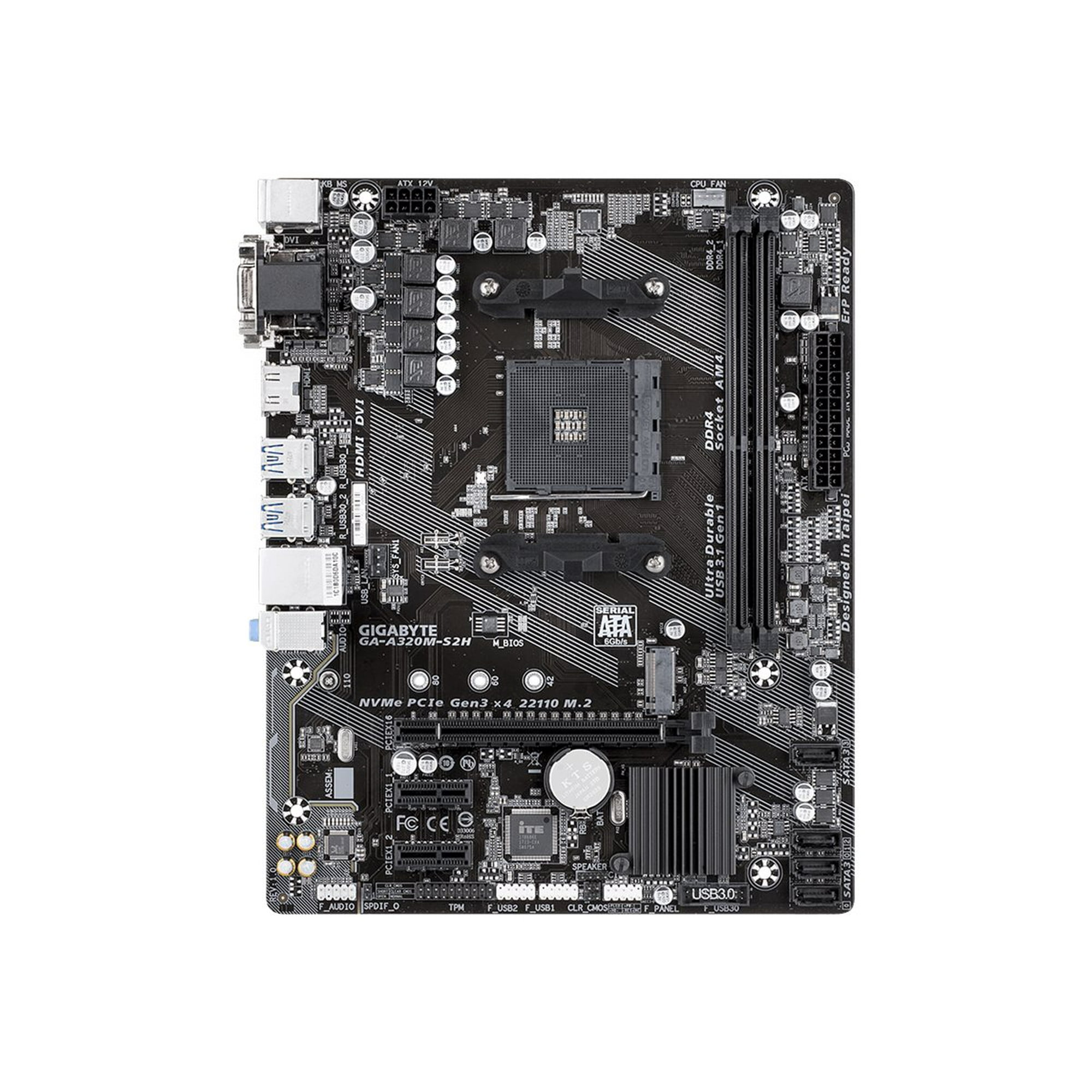 Gigabyte GA A320M S2H 1.0 motherboard micro ATX Socket AM4 AMD A320 Chipset USB 3.1 Gen 1 Gigabit LAN onboard graphics CPU required HD Audio 8 channel Walmart
