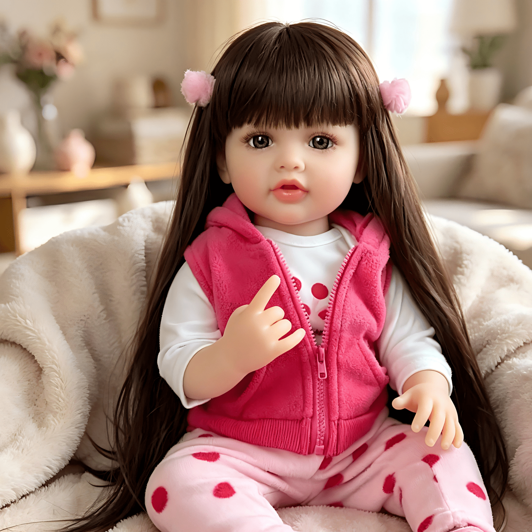 iCradle Adorable Lifelike Baby Dolls Toddler Girl 22 Inch 55cm Full Vinyl Body Real Life Reborn Baby Doll with Wig sheath Realistic Newborn Baby Dolls Toy Gift for Collection & Kids Age 3+