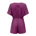thumbnail image 7 of SHOPESSA Womens Shorts Summer Plus Size Fashion Solid Color Pocket Summer V-Neck Short Sleeve Button Tie Jumpsuit S on, 7 of 7