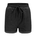 thumbnail image 2 of Aoujea Shorts for Women Plus Size for Women's Fashion Solid Color Pocket Casual Loose Fit Sports Straight Shorts Pants Black on Clearance, 2 of 9