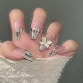 thumbnail image 1 of 24pcs Wearable Pink Press On Fake Nails Tips With Glue false nails design Butterfly Lovely Girl false nails With Wearing Tools LU, 1 of 7