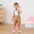 thumbnail image 3 of ZOEREA  Toddler Baby Boy Outfits Boys Gentleman Wedding Suits Set Summer Formal Short Shirt/Bowtie/Suspender 1-5T, 3 of 11