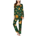 thumbnail image 2 of XWSHYW Pajamas for Women Leisure Geometric Pattern Breathable Sleepwear Fashion Long Sleeve Crew Neck Christmas Pajamas Gift for Women, 2 of 5