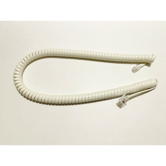 The VoIP Lounge 12 Foot Light Ivory / Off White Handset Receiver Curly Coil Phone Cord