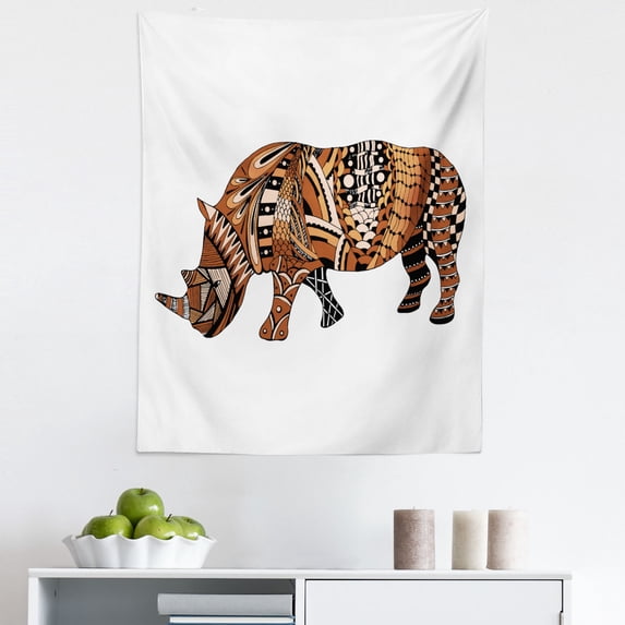 Animal Tapestry, Doodle Animal Arrangement with an Assortment of Various Geometric Elements on Skin, Fabric Wall Hanging Decor for Bedroom Living Room Dorm, 5 Sizes, Multicolor, by Ambesonne
