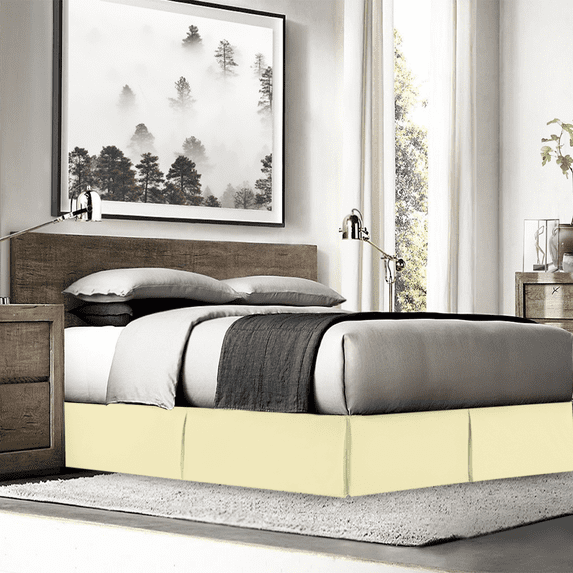 Nestl Easy Fit 14” inch Tailored Drop Pleated Microfiber Bed Skirt Dust Ruffle, California King, Vanilla Yellow