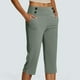 thumbnail image 1 of MKLEKYY Leggings Capris elásticos de cintura alta para mujer, para yoga, entrenamiento informal, pantalones capri, leggings rectos cortos, 1 of 5