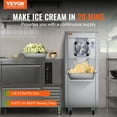 thumbnail image 2 of VEVOR Commercial Ice Cream Machine, 18 L/H Yield, 1780W Single Flavor Hard Serve Ice Cream Maker with Wheels, 6L Stainless Steel Cylinder, LED Panel Auto Clean Pre-cooling, for Restaurant Snack Bars, 2 of 9