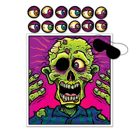 Pin The Eyeball Zombie Game, Includes 1 party game per package By Beistle