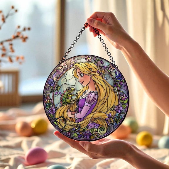 Princess Rapunzel Acrylic Suncatcher, Disneyland Fairytale Window Hanging, Disney Lovers Decor, 7.9 in