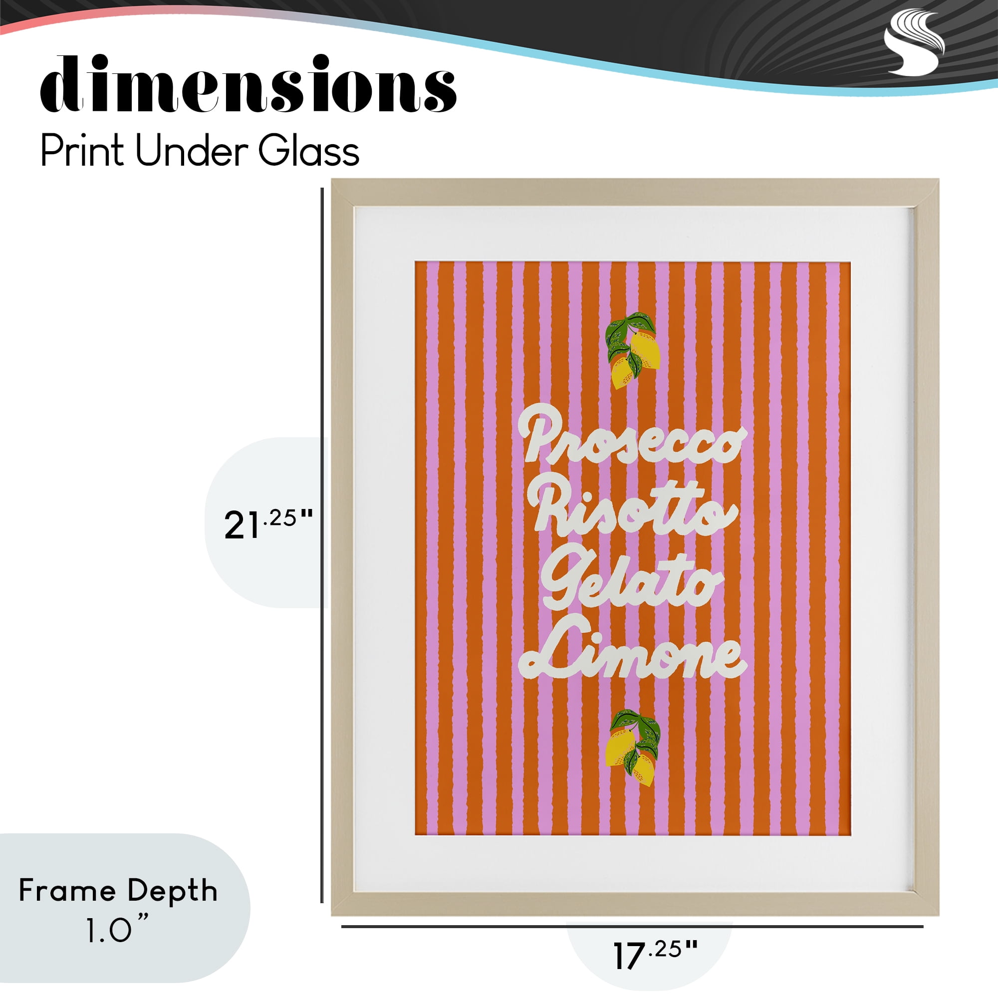 Stupell Industries Italian Enjoyment over Stripes Birch Framed Print Under Glass, design by Indira Prieto | IndySign