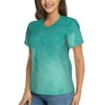 thumbnail image 2 of Honeii Teal Turquoise1 Print Women's Classic V-Neck T-Shirt,Womens Fashion Tops,Stylish Everyday Top for Women, Casual Summer Spring Outfits Clothes-X-Large, 2 of 5
