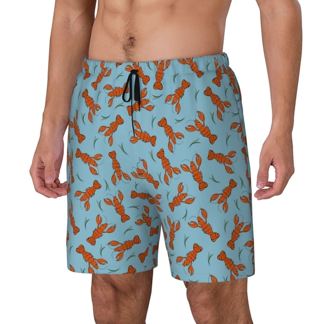Fotbe Funny Lobsters Traje de Baño para Hombre – Shorts de Natación de Secado Rápido con Forro y Bolsillos-X-Large
