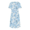thumbnail image 5 of Hvot&aat Womens Summer Dress Floral Print Casual Short Sleeve Dress with Pockets A-Line Swing Dress for Beach or Daily Wear, 5 of 7