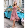 thumbnail image 3 of Vestido de dama de honor OEUVIF verde oliva corto con cuello vuelto 2025, 3 of 7