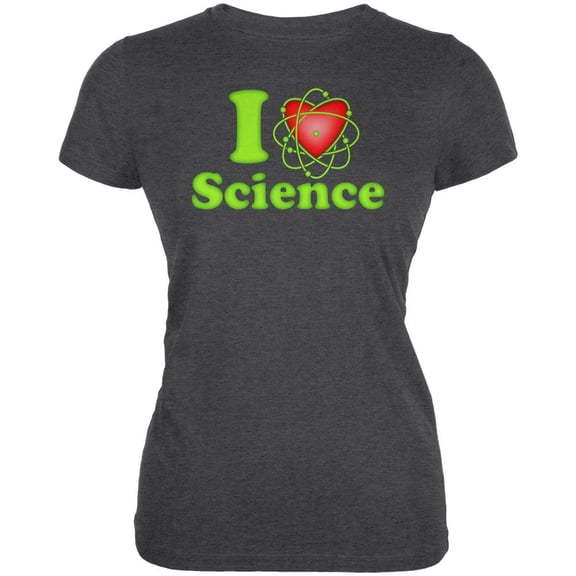 I Heart Science Atom Juniors Soft T Shirt Deep Heather SM