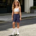 thumbnail image 4 of Linfrsh Cargo Pants for Girls Kid Convertible Water-Resistant Zip-Off Outdoor Pants with Drawstring and Pockets (Navy,11-12 Years), 4 of 6