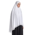 thumbnail image 6 of HAOTAGS Women's Milk Silk Solid Color Long Hijab Stretchy Muslim Head Scarf,White L, 6 of 8