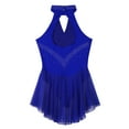 thumbnail image 4 of Yeahdor Womens V Neck Backless Rhinestone Dance Dress Figure Skating Skirted Leotard Gymnastics Ballerina Costume Royal_Blue M, 4 of 7