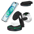 thumbnail image 3 of Mr. Gadgets Base Cargador Inalambrico 3 En 1 Giratorio 360° Luz Led Rgb, Estación De Carga Qi2 Magnetica, Compatible Con Magsafe,aluminio, Para iPhone / AirPods/ Apple Watch Color Negro, 3 of 5