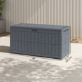 thumbnail image 2 of 100 Gallon Outdoor Deck Box, Grey Resin Waterproof Storage Bench with Pneumatic Gas Rods & Lockable Lid, 48" W Large Patio Organizer for Garden, Poolside, and Backyard Seating, 2 of 7