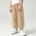 thumbnail image 4 of Nilvkv Boys Joggers, Boys Pants, Letter Print Loose Fit Cuffed Sweatpants with Elastic Waist, suited for Summer Outdoor Wear Beige 7-8 Years, 4 of 6