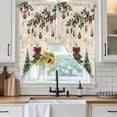 thumbnail image 6 of Christmas Tree Swag Curtains for Kitchen/Bedroom/Living Room, Farmhouse Winter Ball Berry Snowflakes Scalloped Curtains 63 Inch Long, Window Swag Topper Curtains Valances 2 Panels Set 36"x63", 6 of 8