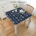 thumbnail image 2 of COMIO Outdoor Picnic Camping and Indoor Kitchen Dining Party Soft Cushion Anchor Navy Blue White Nautical Square Tablecloth White, 2 of 7