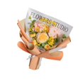 thumbnail image 3 of Flores de punto hechas a mano Flores artificiales Decoración de primavera Ramo de flores de ganchillo Amarillo, 3 of 9