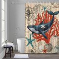 thumbnail image 5 of Whale Bathroom Shower Curtain, Coral Starfish Ocean Nautical Vintage Waterproof Washable Soft Bath Curtain for Bathtub Decor with 12 Hooks&Grommet, 48x72 Inch, 5 of 9
