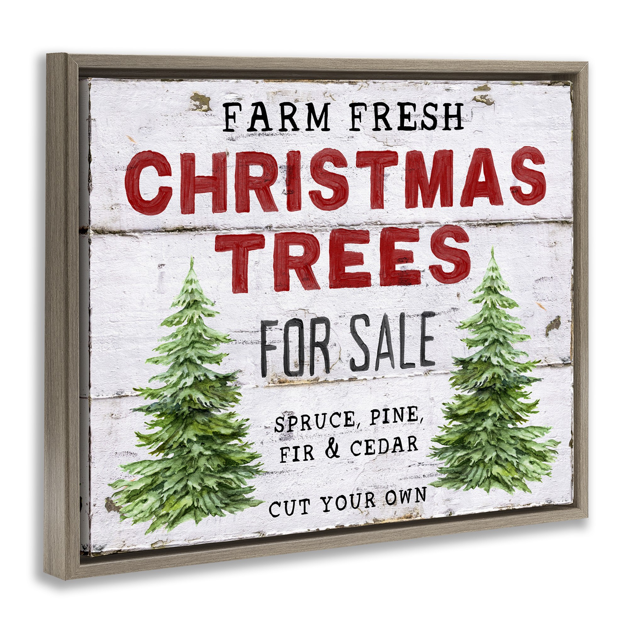 Stupell Industries For Sale Christmas Trees Holiday Painting Brown Floater Framed Canvas Art Prints Wall Art, 21 x 17