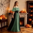 thumbnail image 6 of Huowey Women Halloween Witch Vampire Off Shoulder Gothic Dresses Elegant Cosplay Party Gown Short Sleeve Soft Trick Or Treat Dress,Green,S, 6 of 6