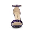 thumbnail image 6 of BLISSFUL STEP Women's Snake Printed Block Heel Ankle Strap Sandals Black Purple 8.5, 6 of 7