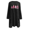 thumbnail image 5 of Lovskoo Fuzzy Fleece Pullover Tops for Women Winter Warm Printed Long Sleeve with Pocket Crewneck Solid Color Warm Top Black, 5 of 6