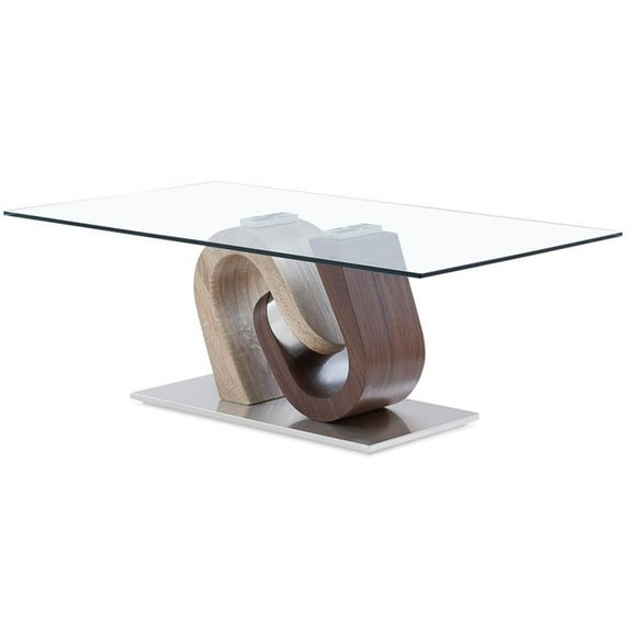 Pemberly Row Modern Multi-Color Glass Top Modern Coffee Table