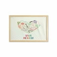 thumbnail image 1 of Hispanic Wall Art with Frame, Colorful Viva Mexico Lettering with Heart Shaped Traditional Print, Printed Fabric Poster for Bathroom Living Room, 35" x 23", Cream and Multicolor, by Ambesonne, 1 of 2