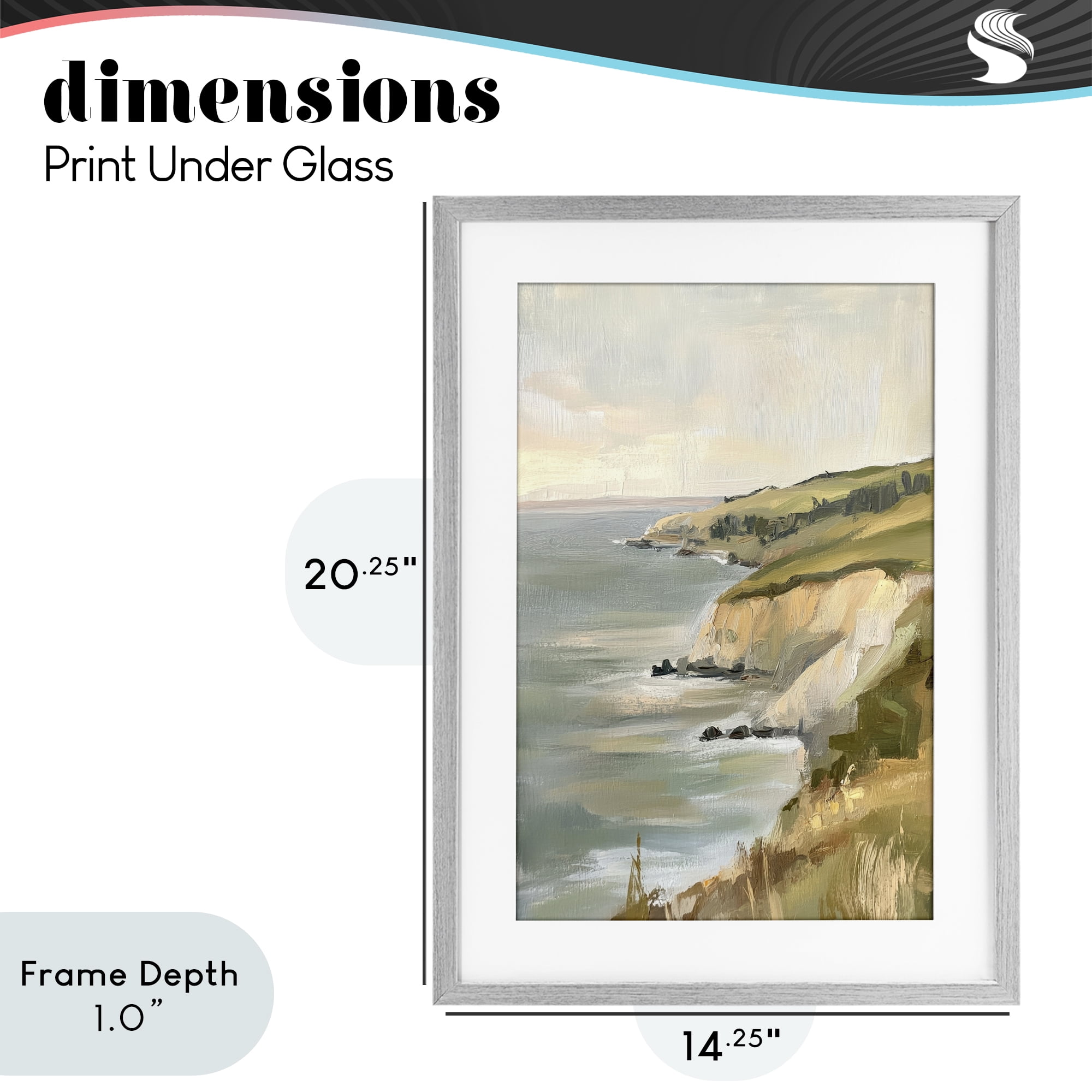 Stupell Industries Cliffs Off The Sea Gray Framed Print Under Glass, design by Petal Prints Design