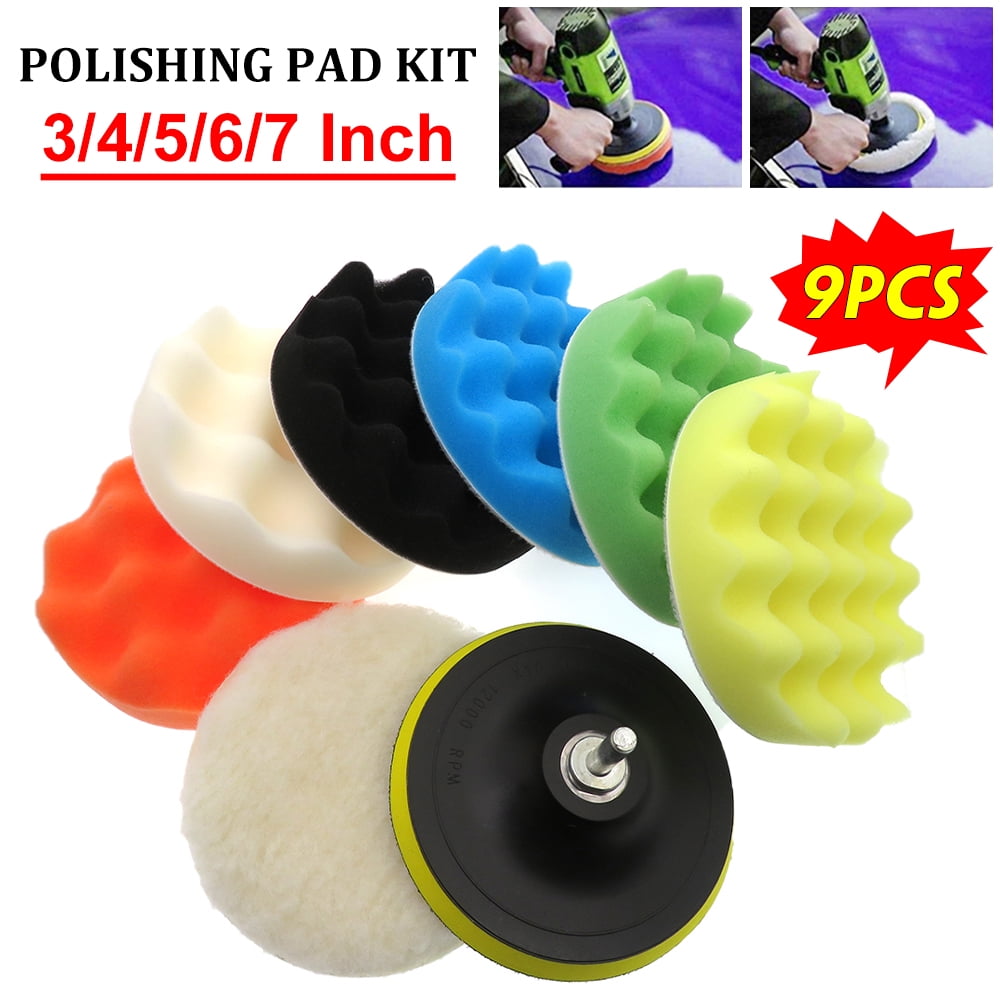 3" Car Polisher Woolen Buffer Polish Waxing Buffing Polishing Sponge Pad Kit Set 