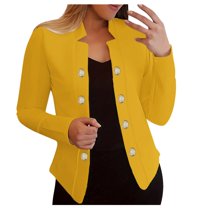 Women's Double Button Suit Jackets Notch Lapel Long Sleeves Open Front Blazers Work Office Casual Business Cardigans