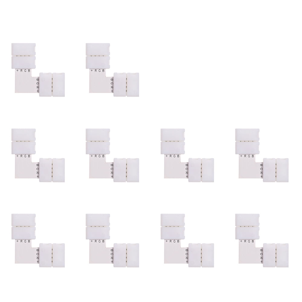 Dodocool L Shape 4 Pins RGB LED Strip Connector Quick Splitter 10 Pack White