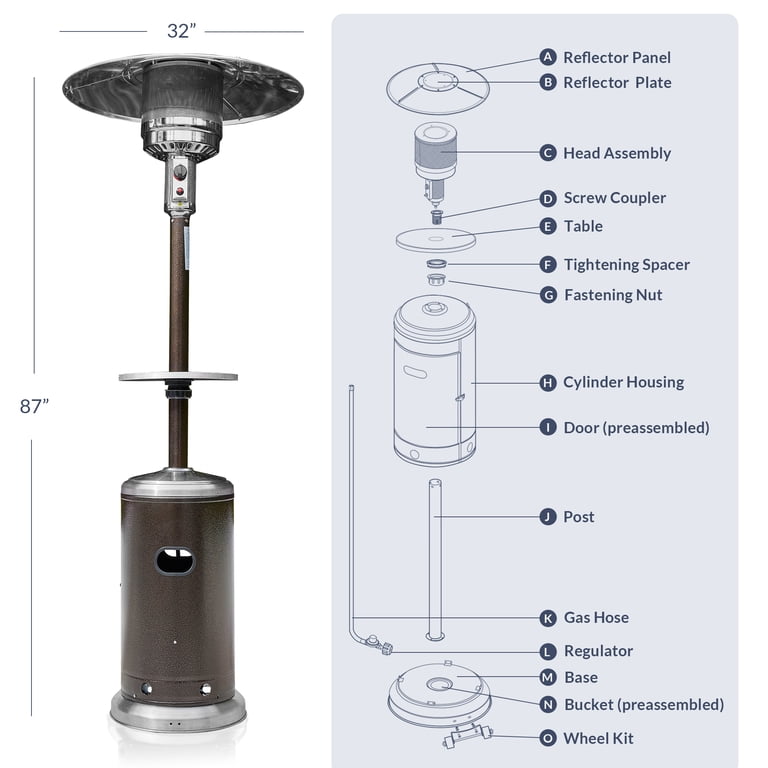 BELLEZE 48,000 BTU LP Propane Gas Outdoor Patio Heater - Bronze -  Walmart.com