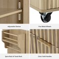 thumbnail image 5 of Fluted Kitchen Storage Island with Drop Leaf, Power Outlet, 55.5" Rolling Kitchen Cart with 4 Doors and 3 Drawers, 5 of 9