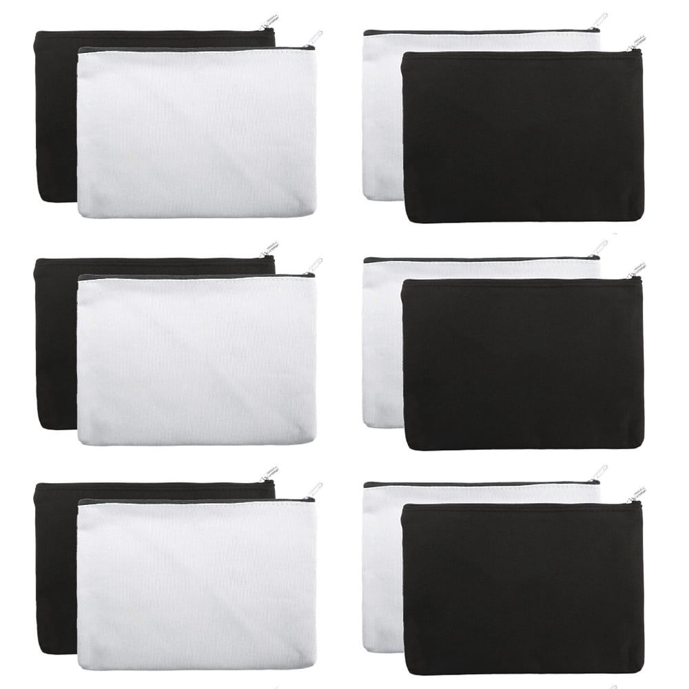 Aspire 12Pack Canvas Zipper Bag with Lining, 63/4" x 43/4" Blank