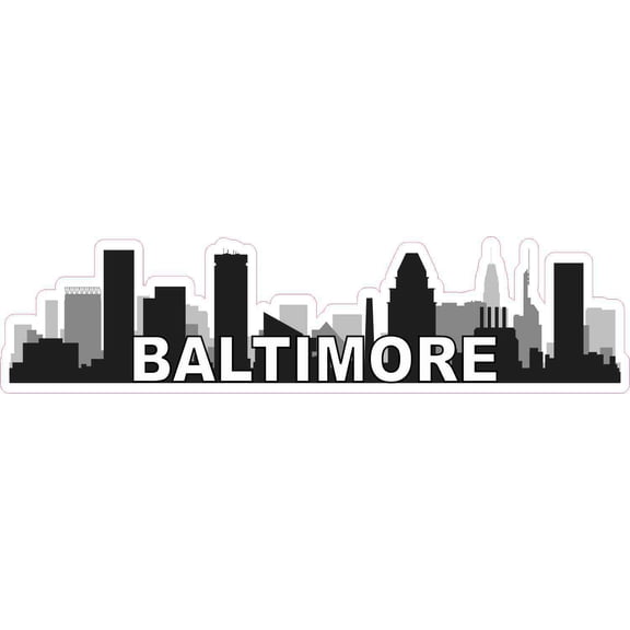 10in x 2.5in Baltimore Skyline Sticker Vinyl Travel Decal Vehicle Stickers